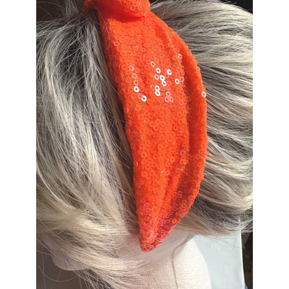 Neon Orange Sequin Headband andβ Scrunchie Set Sparkly Hair Accessories 2 Piece